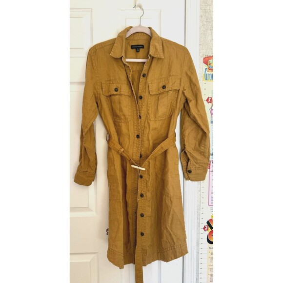 Banana Republic Heritage Linen Scout Dress Safari Lagenloook M Bronze - Picture 9 of 15